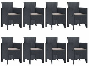 vidaXL Σέτ φαγητού για κήπο 9 pcs Ανθρακί Rattan Polt