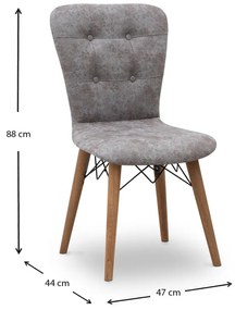 Καρέκλα τραπεζαρίας Palmira Megapap υφασμάτινη χρώμα γκρι - καρυδί πόδι 47x44x88εκ. - Ύφασμα - GP044-0002,2