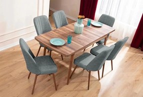 Extendable Dining Table &amp; Chairs Set (7 Pieces) Lidyana - Grey Grey