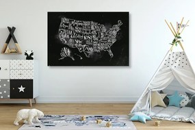 Εικόνα εκπαιδευτικό χάρτη των ΗΠΑ με επιμέρους πολιτείες - 120x80