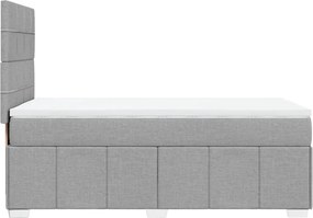 vidaXL Κρεβάτι Boxspring με Στρώμα Ανοιχτό Γκρι 90x200 εκ. Υφασμάτινο