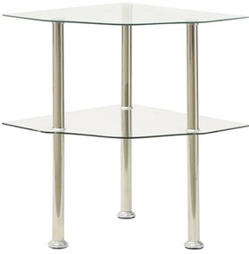 vidaXL Τραπεζάκι Σαλονιού 2 Επιπέδων Διαφανές 38x38x50 εκ. Ψημ. Γυαλί