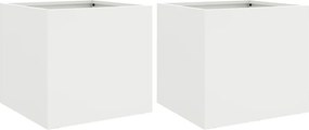 vidaXL Ζαρντινιέρες 2 τεμ. Λευκές 32x30x29εκ. από Χάλυβα