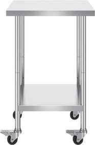VEVOR Stainless Steel Work Table Commercial Prep Table 24x24 Inch With 4 Casters