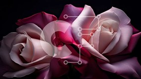 Intra Συλλεκτικό Ξύλινο Παζλ Plywood 4mm - Ροζ και άσπρα τριαντάφυλλα σε μαύρο φόντο Σε Ξύλινο Κουτί - Διαστάσεις: 10x10 cm – 25 κομμάτια