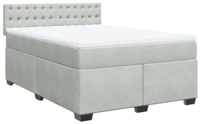 Κρεβάτι Boxspring με Στρώμα Ανοιχτό Γκρι 160x200 εκ. Βελούδινο - Γκρι