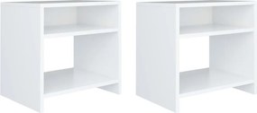 vidaXL Κομοδίνα 2 τεμ. Λευκά 40 x 30 x 40 εκ. από Επεξ. Ξύλο