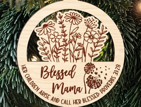 Σετ των 3 Intra απο ξύλο plywood 3mm-4mm πάχος Blessed Mama Ornament Δίασταση 3x3 cm INTRAFABR-123190025