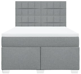 Κρεβάτι Boxspring με Στρώμα Ανοιχτό Γκρι 140x200 εκ. Υφασμάτινο - Γκρι