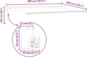 vidaXL Αναδιπλούμενη τέντα Πράσινο και Λευκό 400 x 300 εκ