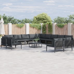 vidaXL Σετ Καναπέ Κήπου 13 pcs Ανθρακί Ατσάλι