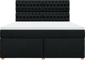 vidaXL Κρεβάτι Boxspring με Στρώμα Μαύρο 180x200 εκ. Υφασμάτινο