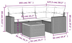 vidaXL Σετ Καναπέ Κήπου 5 τεμ. Μπεζ Συνθετικό Ρατάν με Μαξιλάρι