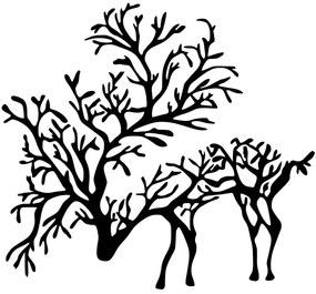 Διακοσμητικό Τοίχου Deer 899SKL2431 66x70cm Black Wallity Metal
