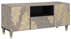 vidaXL Ντουλάπι TV με συρτάρι Γκρι και Χρυσό 105 x 33.5 x 46 εκ.