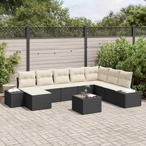 vidaXL Σετ Καναπέ Κήπου 9 pcs Μαύρο και κρεμ 319 x 209 x 85 εκ.