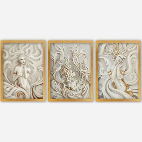 Κάδρα (Σετ 3Τμχ) 364LUL1289 35x45cm Multi Wallity Vertical Πλαστικό,Mdf