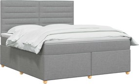 vidaXL Κρεβάτι box spring με στρώμα Ανοιχτό γκρι 160 x 200 cm Ύφασμα