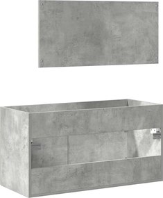 vidaXL Ντουλάπι Μπάνιου με Καθρέφτη Γκρι Σκυροδέματος από Επεξ. Ξύλο