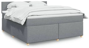 Κρεβάτι Boxspring με Στρώμα Ανοιχτό Γκρι 180x200 εκ. Υφασμάτινο