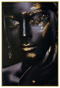 Κάδρο Γυναίκα 15-00-21141 63x93x3,5cm Black-Gold Marhome Κάθετοι Χαρτί,Μέταλλο