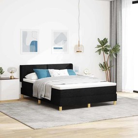 vidaXL Κρεβάτι με ελατήρια με κεφαλάρι Μαύρο 160 x 200 cm Ταπετσαρία