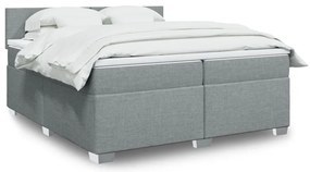 vidaXL Κρεβάτι Boxspring με Στρώμα Ανοιχτό Γκρι 200x200 εκ. Υφασμάτινο