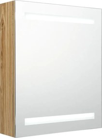 vidaXL Καθρέφτης Μπάνιου με Ντουλάπι / LED Δρυς 50 x 14 x 60 εκ.