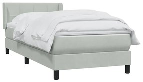 vidaXL Κρεβάτι Boxspring με Στρώμα Ανοιχτό Γκρι 100x210 εκ. Βελούδινο