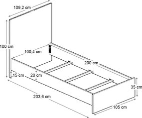 Κρεβάτι Troy Megapap χρώμα καρυδί 100x200εκ.