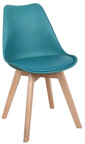 Καρέκλα Gaston PP-PU μπλε απόχρωση- φυσικό πόδι 43x51x75εκ Υλικό: PP - PU - BEECH WOOD 029-000339