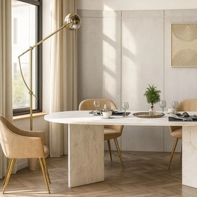 Τραπέζι Cortado Megapap χρώμα λευκό εφέ μαρμάρου 200x90x74εκ.