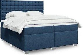 vidaXL Κρεβάτι Boxspring με Στρώμα Μπλε 200x200 εκ. Υφασμάτινο