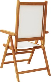 vidaXL Καρέκλες Κήπου 2τεμ. Κρεμ Λευκό Μασίφ Ακακία &amp; Ύφασμα