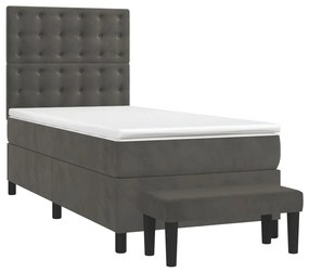 ΚΡΕΒΑΤΙ BOXSPRING ΜΕ ΣΤΡΩΜΑ ΣΚΟΥΡΟ ΓΚΡΙ 100X200 ΕΚ. ΒΕΛΟΥΔΙΝΟ 3138068