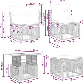 vidaXL Σετ Καναπέ Κήπου 11 pcs Μπεζ και Κρέμ συνθετικό ρατάν