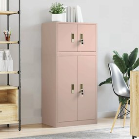 vidaXL Ντουλάπι αποθήκευσης 2 τμχ. Ροζ 60 x 40 x 130 εκ Ατσάλι
