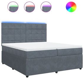 vidaXL Κρεβάτι Boxspring με Στρώμα Σκούρο Γκρι 200x200 εκ. Βελούδινο