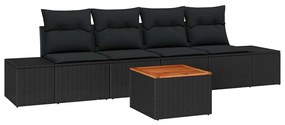 vidaXL Σετ Καναπέ Κήπου με μαξιλάρι 5 pcs Μαύρο Πολυ ράταν