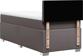 vidaXL Κρεβάτι Boxspring με Στρώμα Γκρι 80 x 200 εκ. Συνθετικό Δέρμα