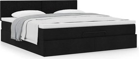 vidaXL Οθωμανικό κρεβάτι με στρώμα Μαύρο 180x200cm Ύφασμα
