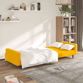 vidaXL Καναπές Κρεβάτι Διθέσιος Κίτρινος Βελούδινος
