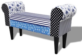 vidaXL Παγκάκι Patchwork Μπλε &amp; Λευκό