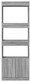 vidaXL Ντουλάπι Γκρι Sonoma 63x33x180 εκ. από Επεξεργασμένο Ξύλο