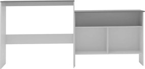 vidaXL Τραπέζι Μπαρ με 2 Επιφάνειες Λευκό / Γκρι 130 x 40 x 120 εκ.