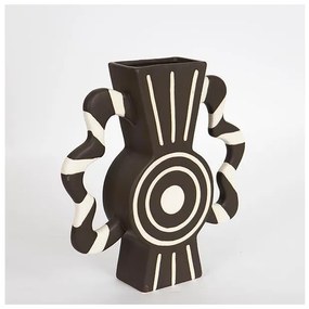 Βάζο Κεραμικό Μαύρο & Μπεζ Με Χερούλια 37x 8x35.5cm 752-20208 Estheti-752-20208-Μαύρο 752-20208