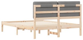 vidaXL Σκελετός Κρεβατιού με Επενδεδυμένο Κεφαλάρι Ανοιχτό γκρι