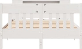 vidaXL Κρεβάτι Βιβλιοθήκη Χωρίς Στρώμα Λευκό 135x190 εκ Μασίφ Πεύκο