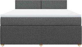 vidaXL Κρεβάτι Boxspring με Στρώμα Σκούρο Γκρι 180x200 εκ Υφασμάτιν