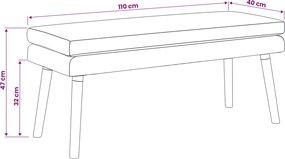 vidaXL Διπλή Επίστρωση Πάγκος Μαύρο 110 x 40 x 47 εκ. Ύφασμα
